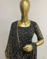 Black printed chiffon dress - kasumi.in